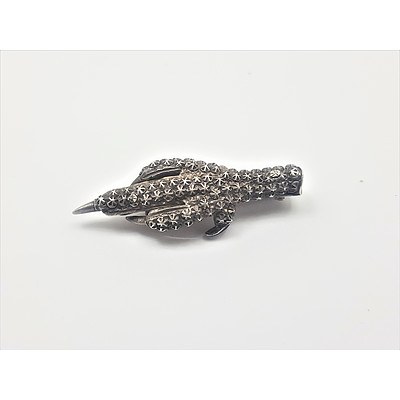 Vintage Hand Crafted Eagle Claw Brooch in Sterling Silver