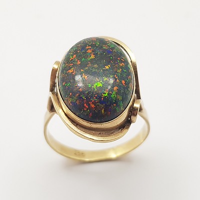 9ct Yellow Gold and Black Matrix Opal Ring