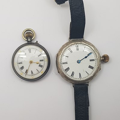 Sterling Silver Ladies Pocket Watch and Sterling Silver Fob Wrist Watch