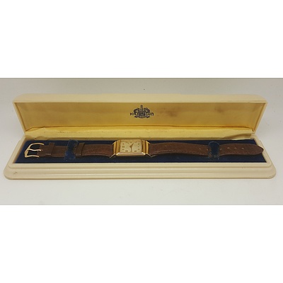 1960's Hamilton 14ct Yellow Gold Men's Wrist Watch in Original Case