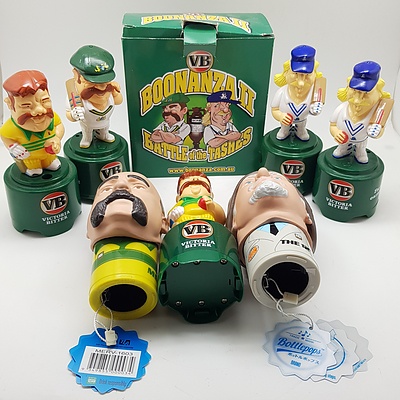 Assorted VB Boonie, Botham Figurines and Cricket Bottle Toppers