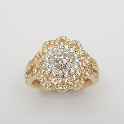 18ct Two Tone Yellow/White Gold CZ Ring