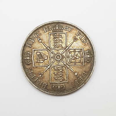 1887 Silver English Double Florin