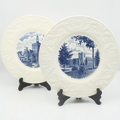 Two English Wedgwood of Etruria and Barlaston Duke University PLates, including The Library and Kilgo Dormitory 1928