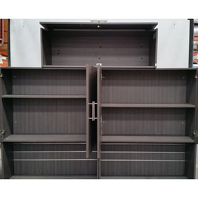 Grey Beech Veneer Desktop Hutches - Lot of Three