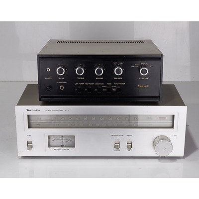 Technics ST-Z1 FM/AM Stereo Tuner and Sansui AU-222 Solid State Stereophonic Amplifier