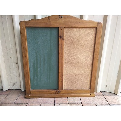 Corkboard/Chalkboard with solid pine frame