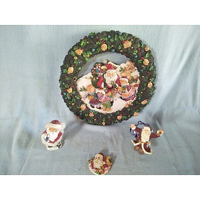 Christmas Wreath and 3 ornaments