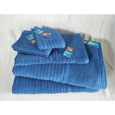 Home & Co Metro Ribbed Cotton Bathsheets, hand towel and face washers (New, with tags)