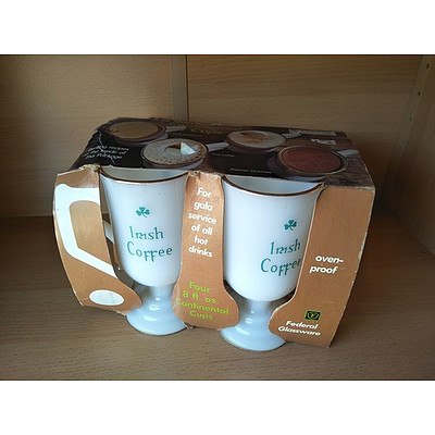 Set of 4 vintage milk glass Irish Coffee mugs by Federal Glassware