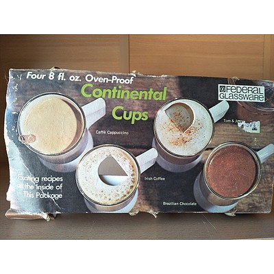 Set of 4 vintage milk glass Irish Coffee mugs by Federal Glassware