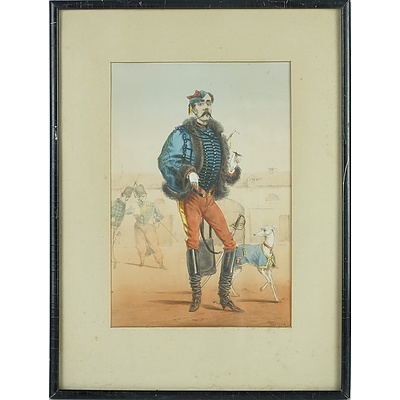 Said Draner (1833-1926) France 1864 Officer of the Hussards, Hand Coloured Lithograph