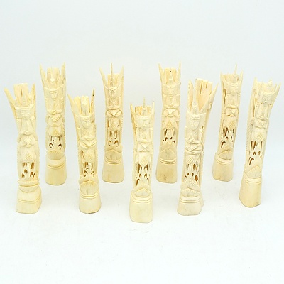 Nine Balinese Bone Carvings