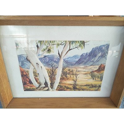 4 Framed Pictures In Timber Frames Including Albert Namatjira Print