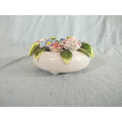 Ceramic Candle Holder With Floral Embellishments