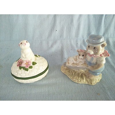 2 x Novelty Ornaments Including Handpainted Brazilian Lidded Trinket Box Made For Avon