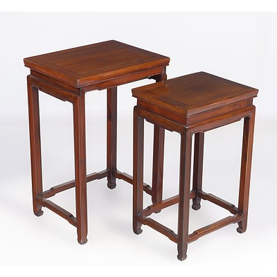 Two Chinese Rosewood Nesting Tables Mid 20th Century