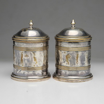 Pair of Antique Silver Plated Brass Humidors