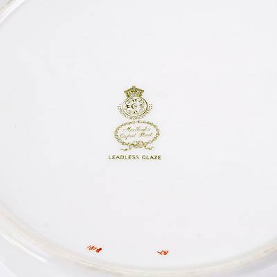 Sixteen Royal Worcester Leadless Glaze Cobalt Blue Plates and Serving Dish