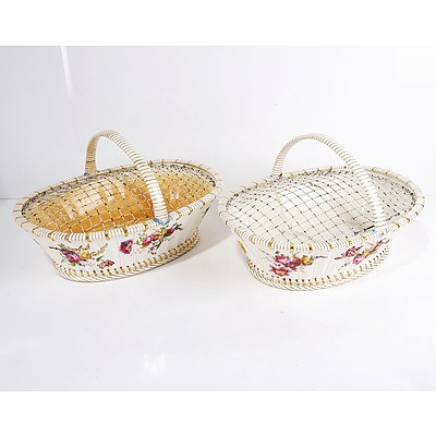 Pair of 19th Century English Porcelain Cake Baskets