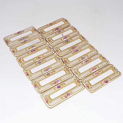 Twelve Dresden Porcelain Hand Painted Place Markers