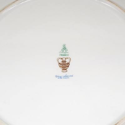 Hand Painted Limoges Porcelain Tray with Ormolu Rim