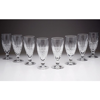 Eight Waterford Crystal Champagne Flutes