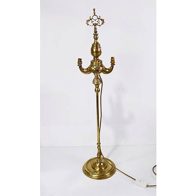 19th Century Brass Four Light Whale Oil Lamp Converted to Electricity