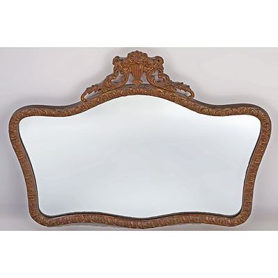 Vintage Mirror with Carved Wood and Moulded Gesso Frame