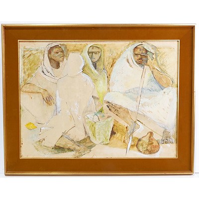 Kitty Burns (1925 - ) Market Day Nairobi, Mixed Media on Board