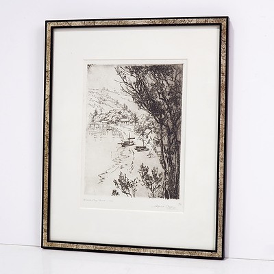 Alfred Coffey (1869-1950) Double Bay Beach, Etching 