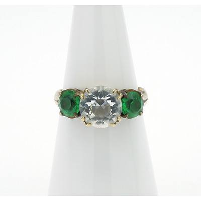 9ct Yellow Gold Ring with Imitation Gems