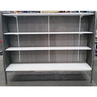 One Bay of Dual Sided Commercial Pegboard Shelving