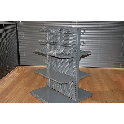 Pegboard Gondola Shelving - Grey - Lot of 3
