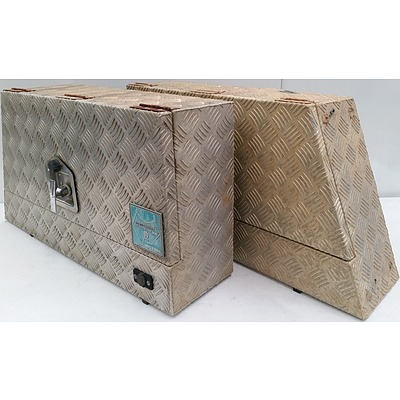 MW Sheetmetal Trailer/Ute Checkerplate Toolboxes - Lot of  Two