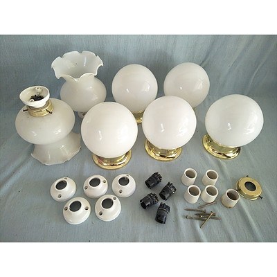7 white glass ceiling light fittings
