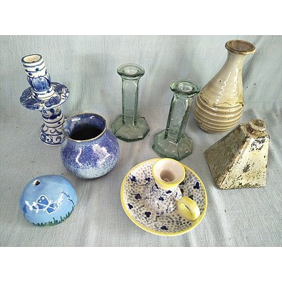 Assorted vases and candle holders