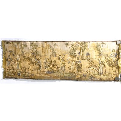 Vintage Weaving of a Middle Eastern Marketplace