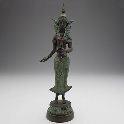 Reproduction Cast Metal Asian Statuette