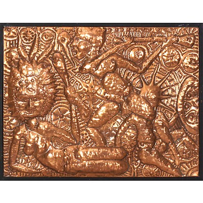 PNG Repousse Copper Panel in the Manner of Mathias Kauage (1944-2003) Circa 1970s, Unsigned