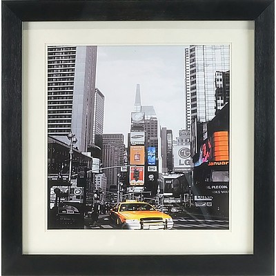 Edmond, Beach Scene, Oil on Board, Offset Print of a Farmhouse and a Print of Times Square New York City