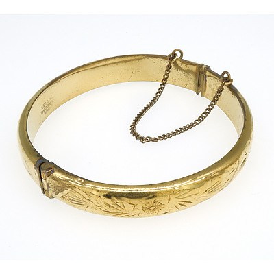 9ct Rolled Gold Hinged and Engraved Bangle