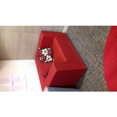 Modern Red Fabric Armchairs - Lot of 3