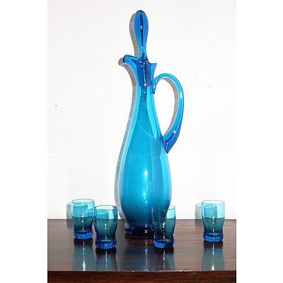 Retro Blue Glass Decanter
