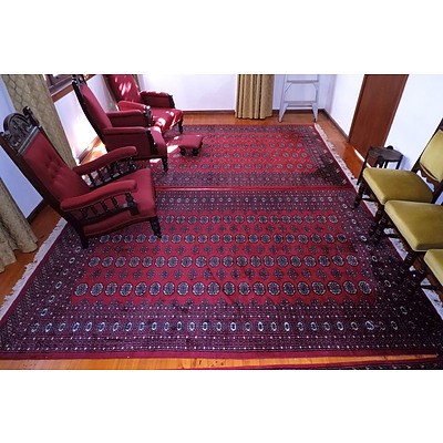 Another Large Hand Knotted Wool Pile Bokhara Rug Matching The Previous Lot