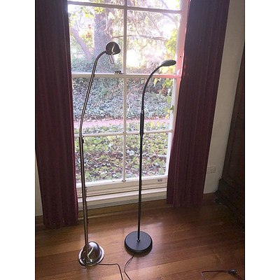 Two Modern Flexible Reading Lamps, One Is Led, The Other Halogen