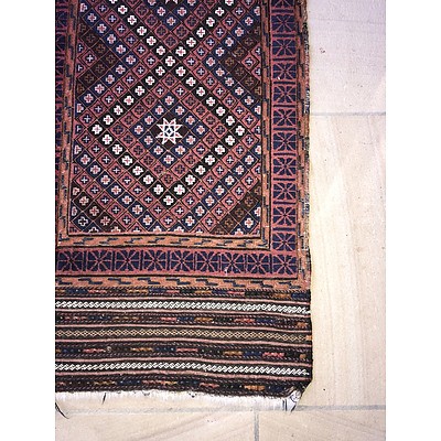 A Hand Knotted Soumak Flat Weave Runner