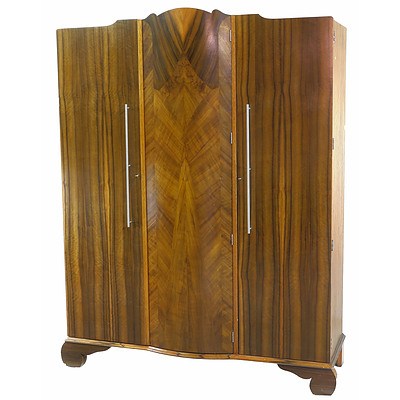Art Deco Queensland Black Walnut Veneer Wardrobe Circa 1940s