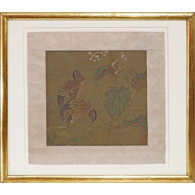 Chinese 18/19th Century, Quail, Ink and Colour on Silk