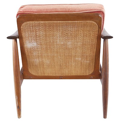 TH Brown Three Piece Tasmanian Blackwood Lounge and Matching Armchairs with Caned Back Panels